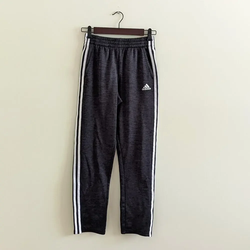 Adidas 3 Stripe Athletic Pants Sz L/14-16 Heathered Charcoal Pockets